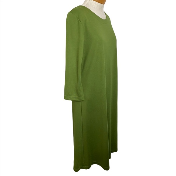 Susan Graver Green Knit Long Sleeve Dress Medium - Picture 3 of 4